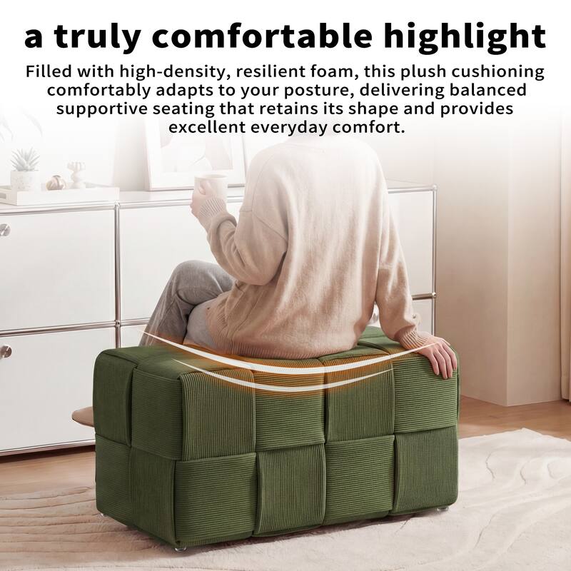 Ottoman Foot Rest Soft and Comfortable Ottoman Square Corduroy Woven Design Sofa Stool