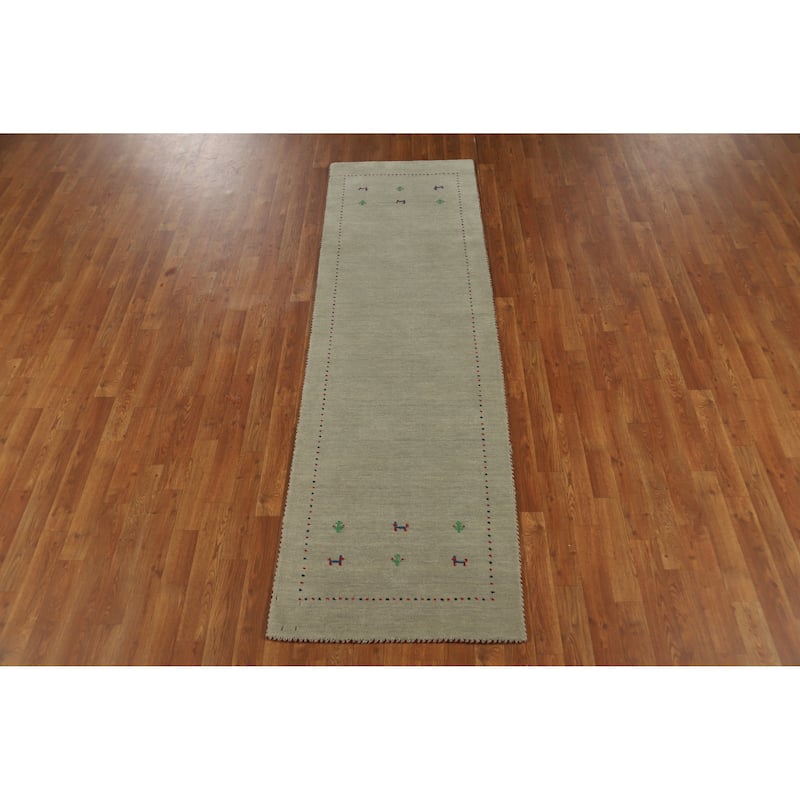 Gabbeh Indian Runner Rug Hand-Knotted Wool Carpet - 2'5" x 7'11"