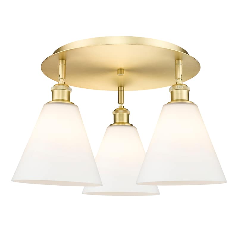 Innovations Lighting Berkshire - 3 Light 20" Flush Mount - Satin Gold/Matte White