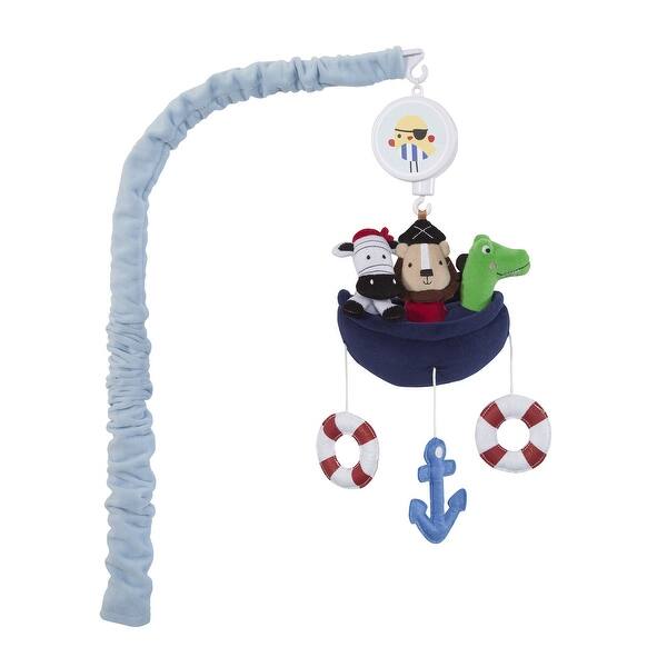 slide 1 of 1, Lambs & Ivy Little Pirates Blue Nautical Musical Baby Crib Mobile