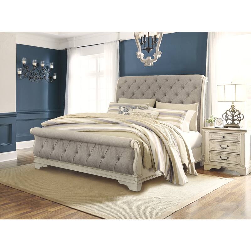 Signature Design by Ashley Realyn White/Gray Sleigh Bed
