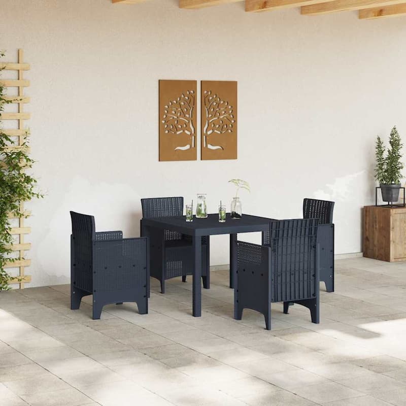 vidaXL Garden Table Anthracite/Brown poly rattan