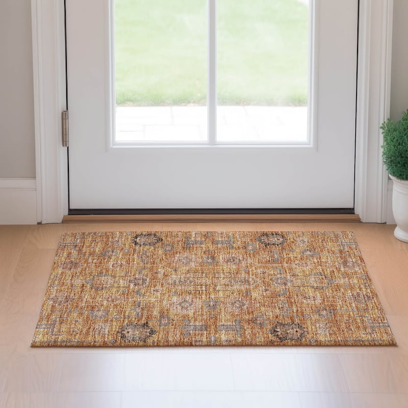 Premium Washable Super Soft Traditional Global Mayfield Rug - Terracotta - 1' 8" x 2' 6" - Rectangle