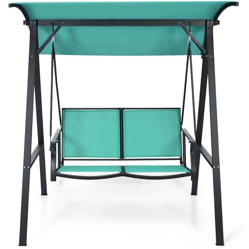 Gymax 2-Person Outdoor Patio Porch Swing Chair w/ Adjustable Canopy