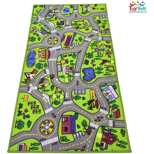 Large Kid Rug Toy Cars roads street Carpet 52"x 74" Car Play area Mat 