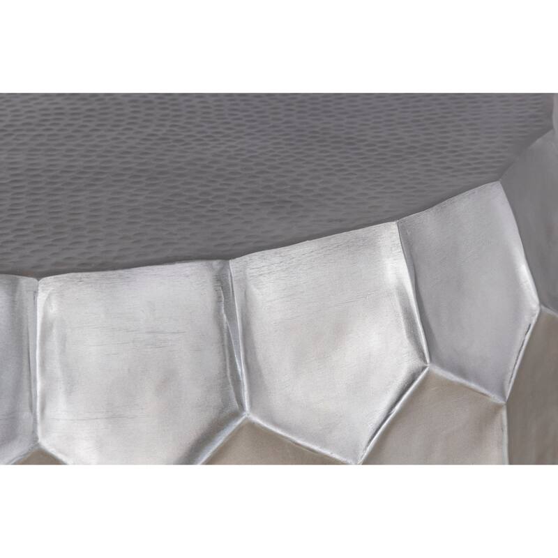 Modern Contemporary Round Aluminum material 32" Coffee Table and 21"Height End Table Set 2PC Tables with Glossy Diamond-