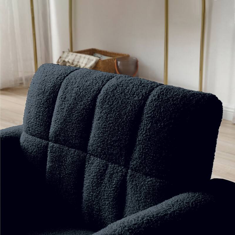 Modern Accent Chair Living Room Armchair Tufted Reading Chair, Black