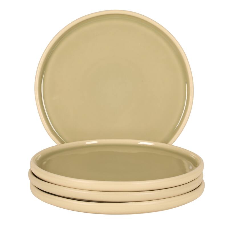 Gibson Elite - Made in Portugal - Port Gaia 10.2 Inch Dinner Plates Set of 4 - Reactive Glaze Dish Set - Olive