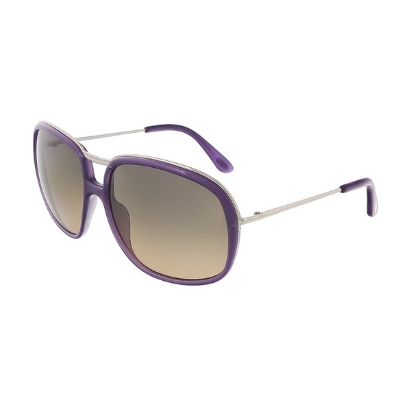 Tom Ford TF 282 78B Cori Purple/ Silver Full Rim Rectangular Sunglasses - Purple/Silver - 61-16-130