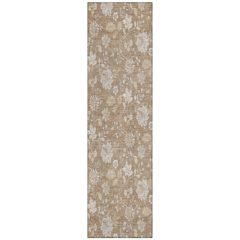 Machine Washable Indoor/ Outdoor Chantille Floral Farmhouse Rug