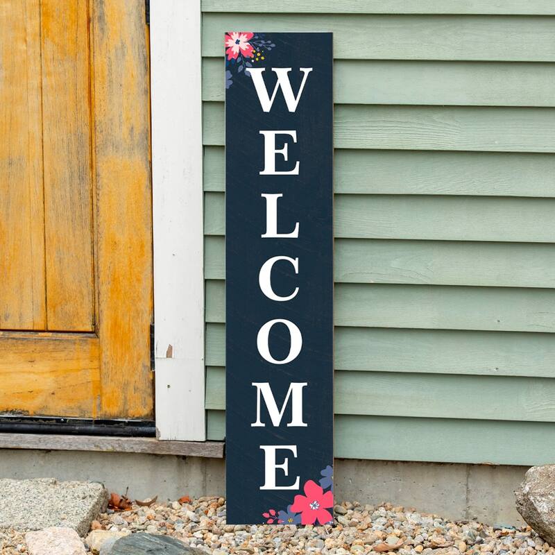 Spring Floral Welcome Barnwood Sign - Multi-Color