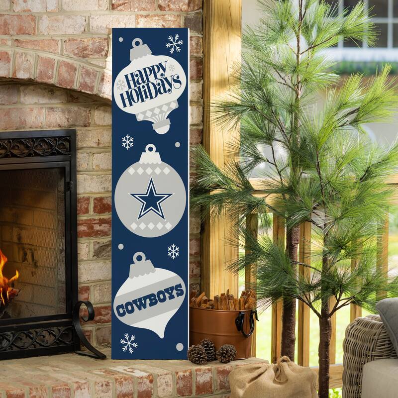 47" Double Sided Seasonal Porch Leaner, Dallas Cowboys - 47" x 11.25" - Christmas