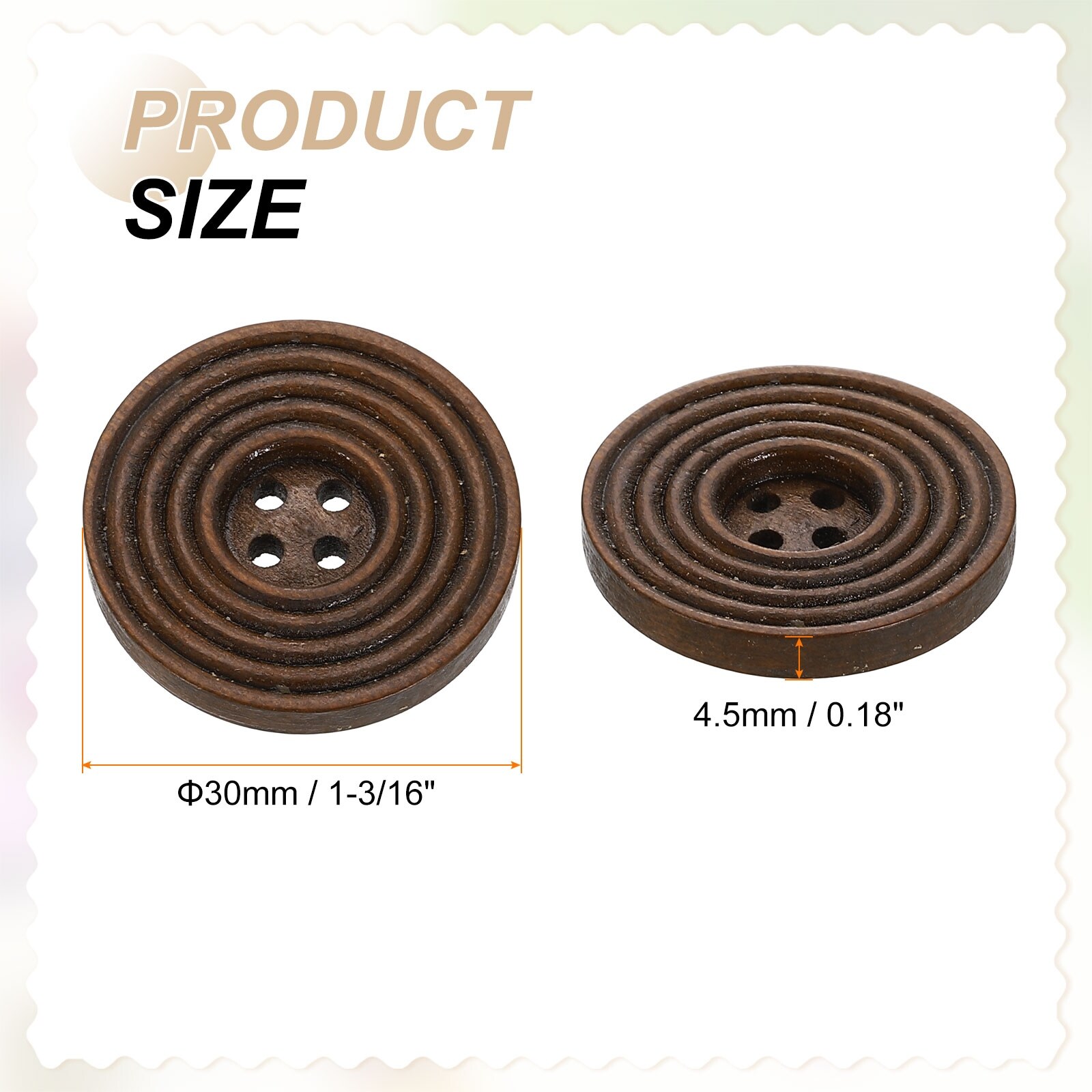 DIY Sewing Buttons Wooden Round Flat Craft Replacement Button for Sewing Clothing Crafts