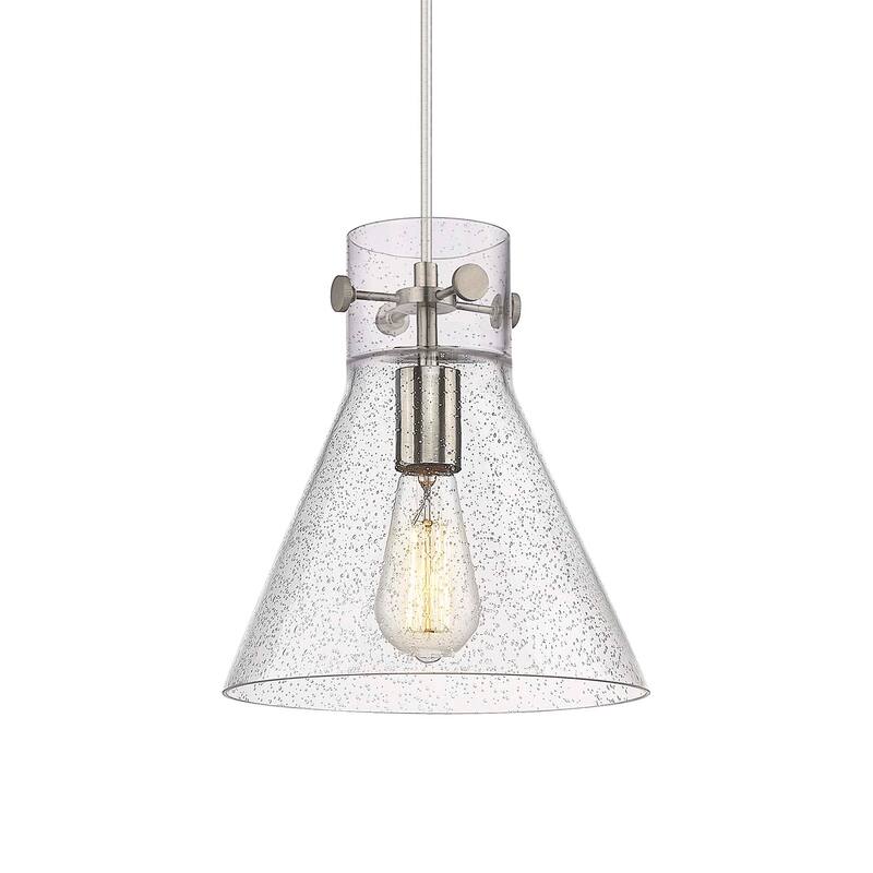 Innovations Lighting 410-1PM-11-10 Newton Cone Pendant Newton Cone 10" - Satin Nickel / Seedy