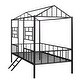 preview thumbnail 7 of 12, Black Twin Size Metal House Bed Frame with Slatted Support