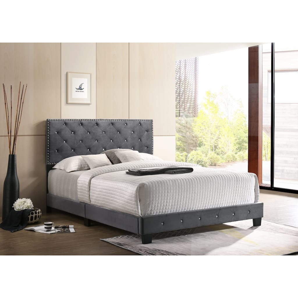 Gray Full Bed with Storage and Transitional Style