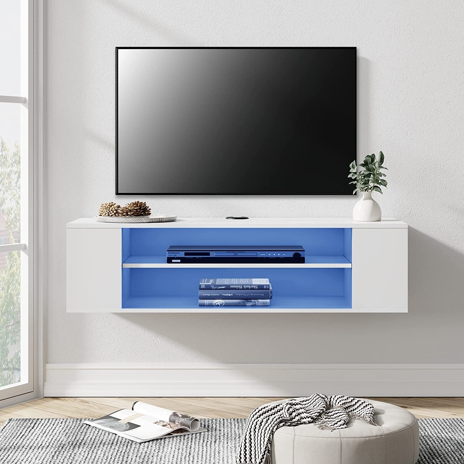 white tv unit floating