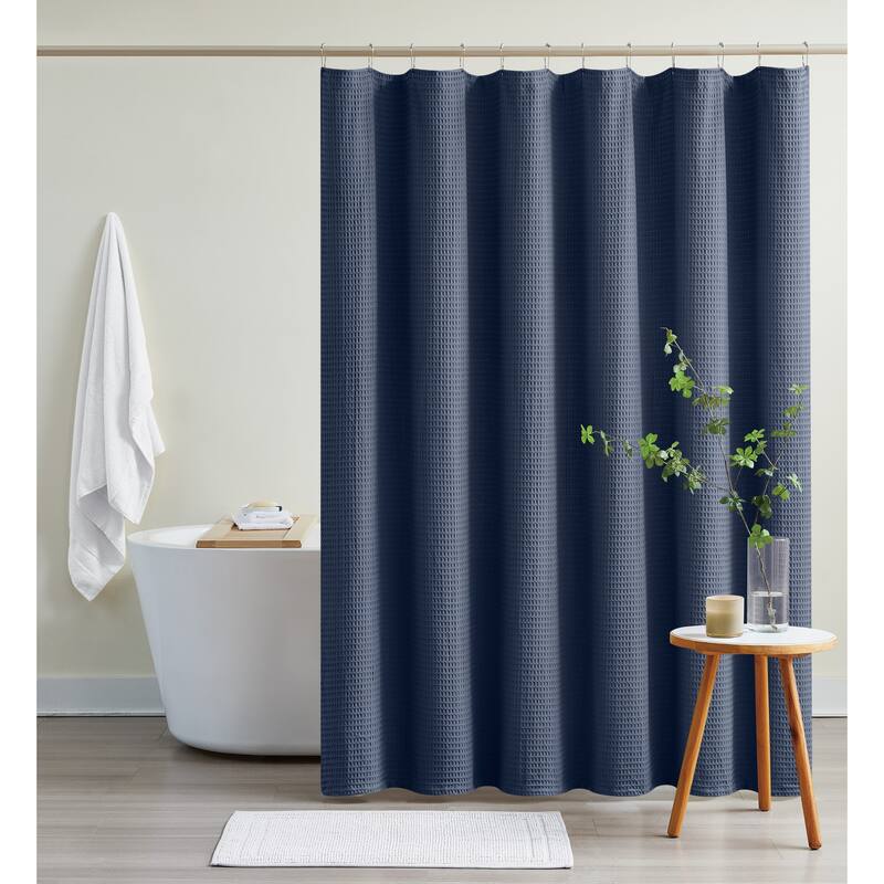 Cannon Heritage Cotton Waffle 72x72 Shower Curtain - Blue