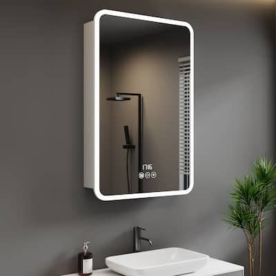 Artemis Aluminum Recessed/Surface Mount Bathroom Medicine Cabinet with Mirror and Lights, Dimmable, Anti-Fog, Adjustable Shelf