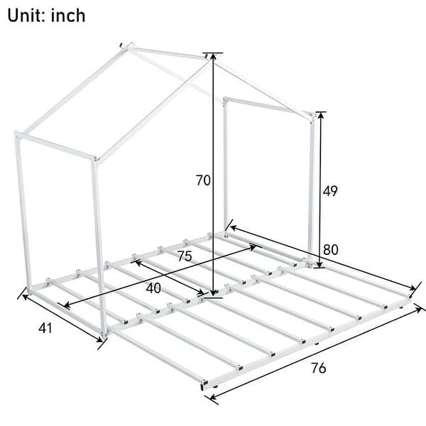 dimension image slide 1 of 2, Metal Twin Size House Platform Bed with Trundle