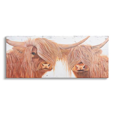 Stupell Industries Beautiful Brown Countryside Highland Cow Cattle Longhorn Portrait Canvas Wall Art