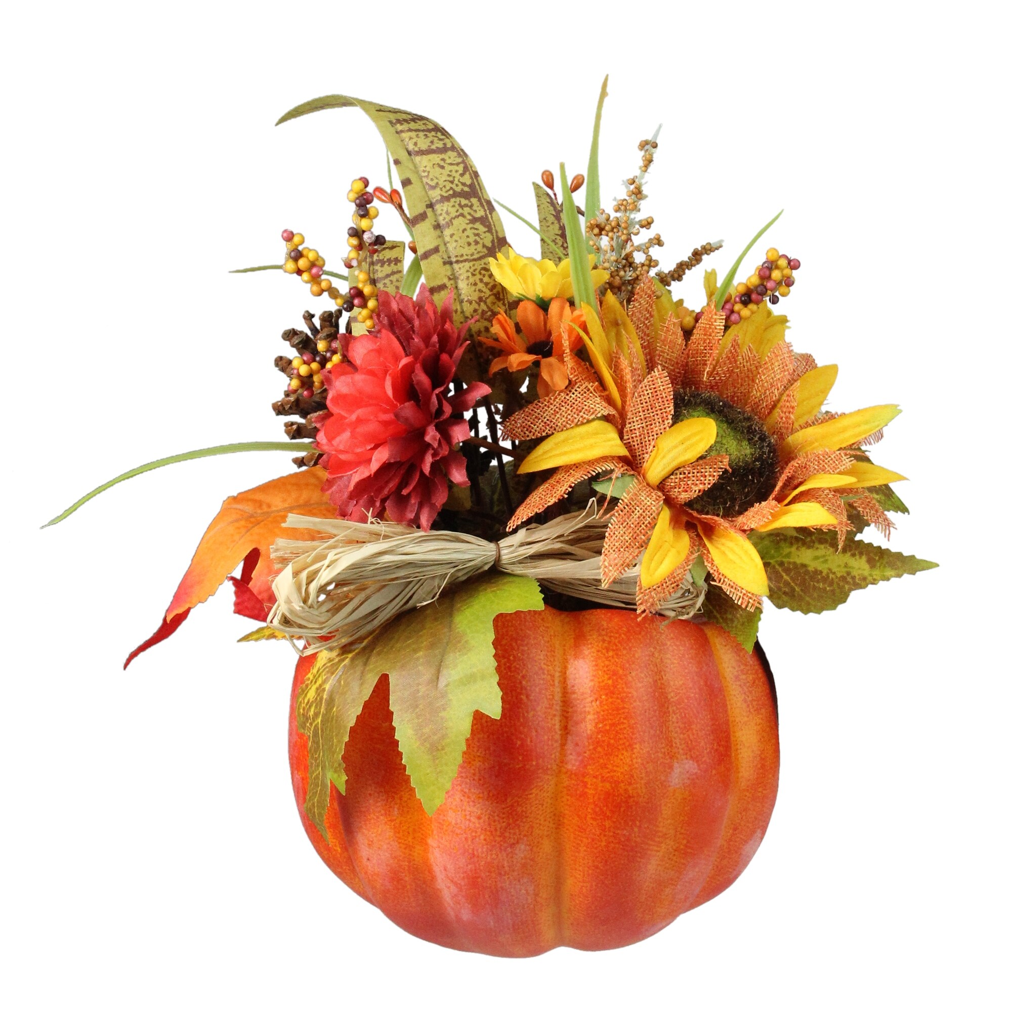 Shop 12 Autumn Harvest Orange And Yellow Floral Filled Pumpkin