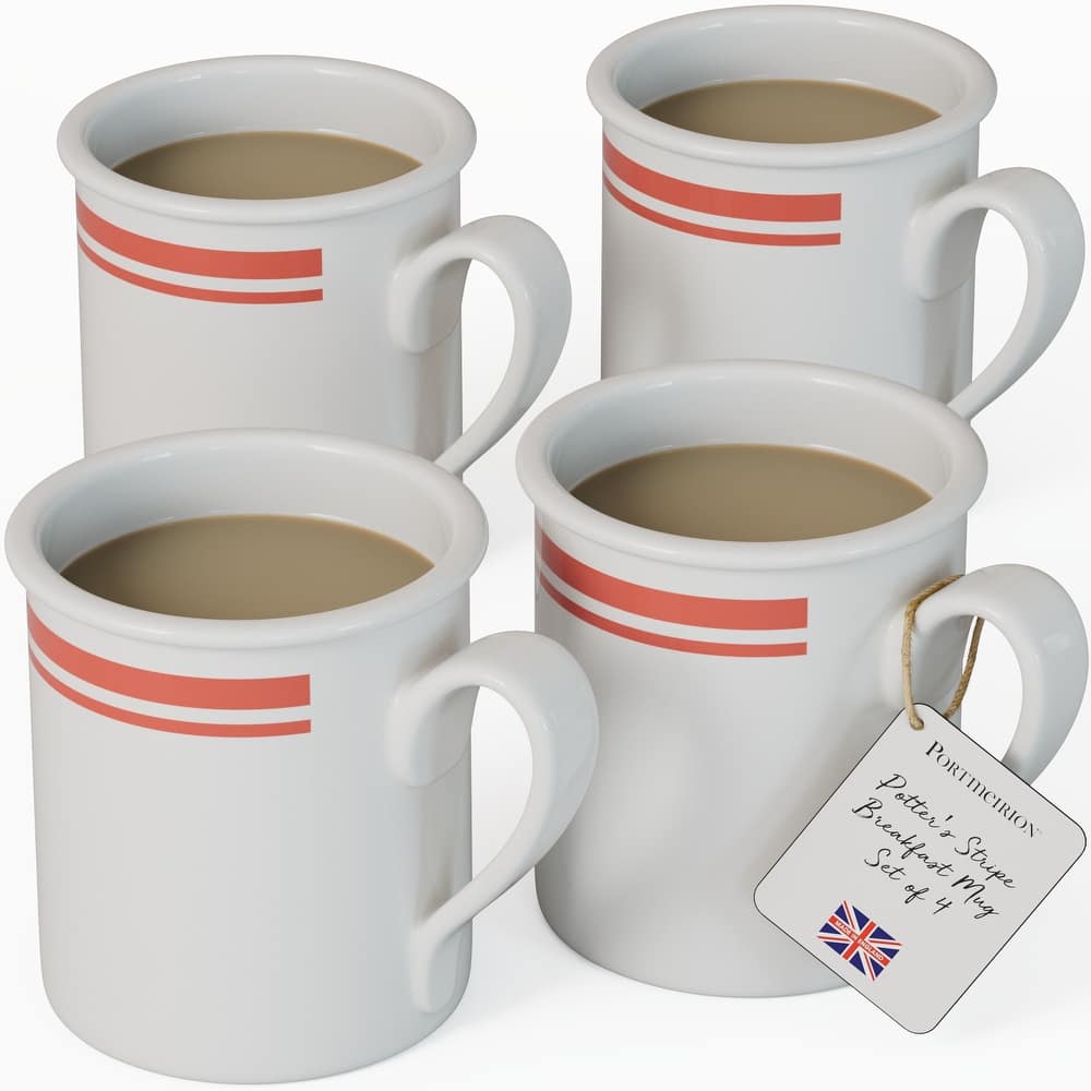 Portmeirion Set of 4 Potters Stripe Breakfast Mugs - 9 oz