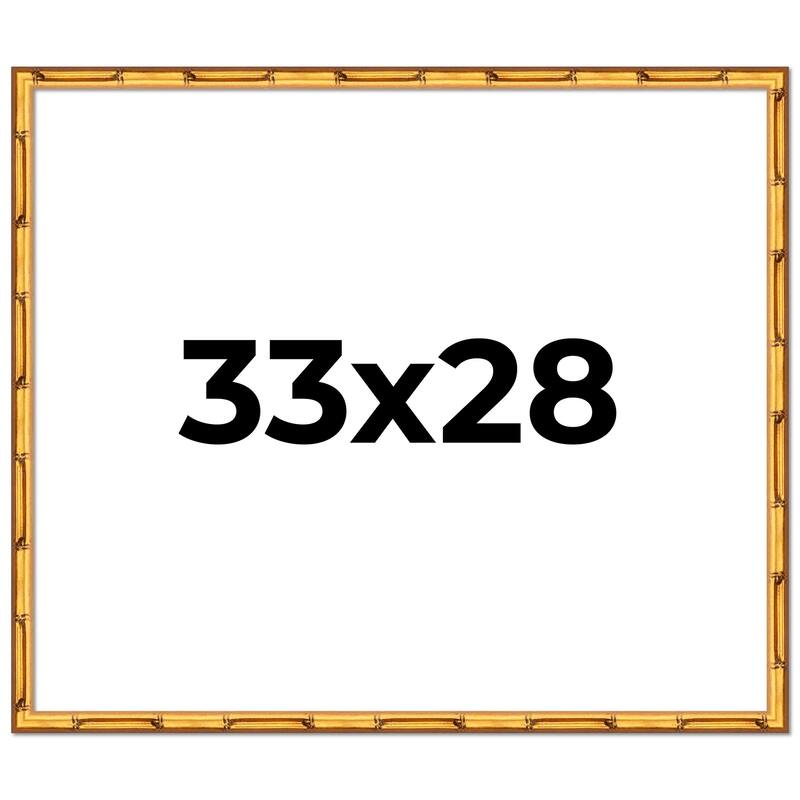 33x28 Frame Gold Bamboo Picture Frame Modern Photo Frame Includes UV Acrylic Shatter Guard Front Acid Free Foam Backing Board