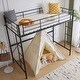 preview thumbnail 3 of 43, Twin Size Metal Loft Bed With Safety Guardrails & 2 Built-In Ladders, Loft Bunk Bed Frame For Teens Juniors Adults