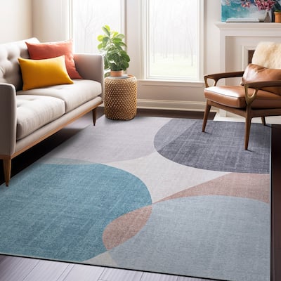 Contemporary Geometric Machine Washable Area Rug