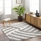 preview thumbnail 1 of 4, Livabliss Bologna Casual Striped Plush Area Rug Grey/Ivory - 5' 3" x 7'