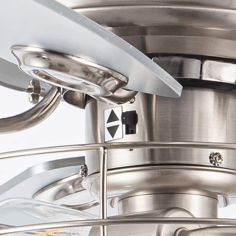 52" Polished Nickel Wood 5-Blade Modern Ceiling Fan with Remote