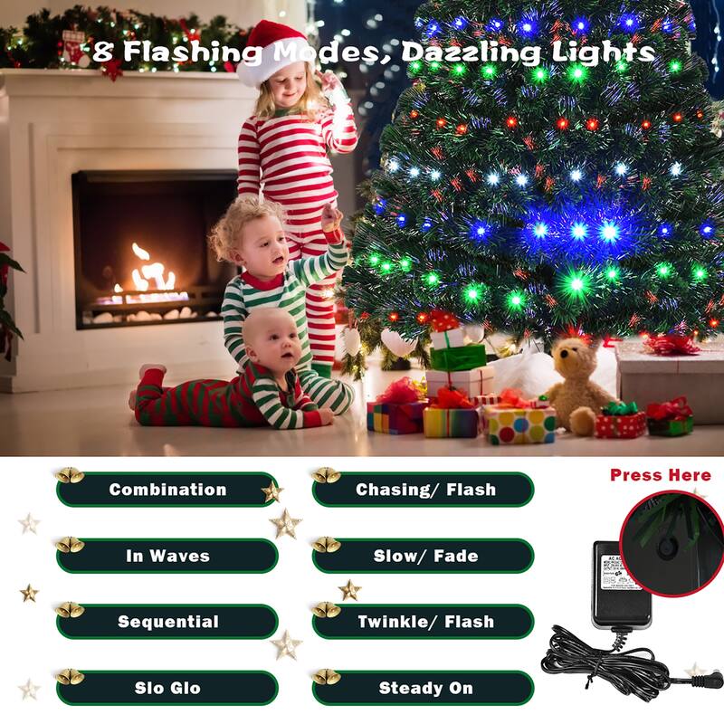 Costway 5' Pre-Lit Fiber Optic Artificial Christmas Tree w/Multicolor - 5 FT
