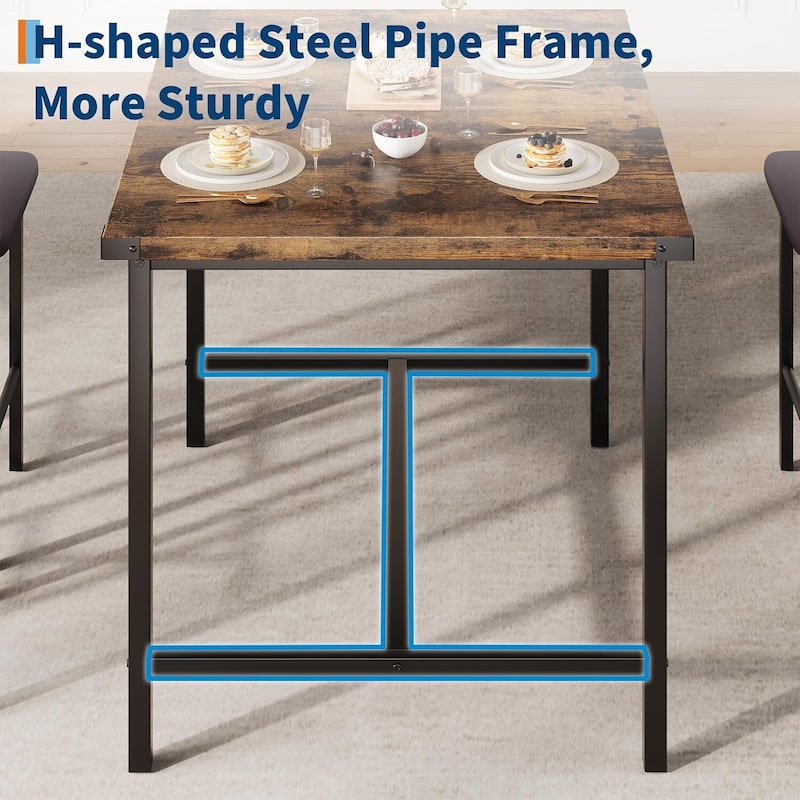 Counter Height Kitchen Dining Table Set with 4 Upholstered Bar Stools for Dining Room