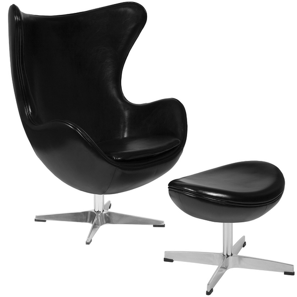 Black leather sales egg chair