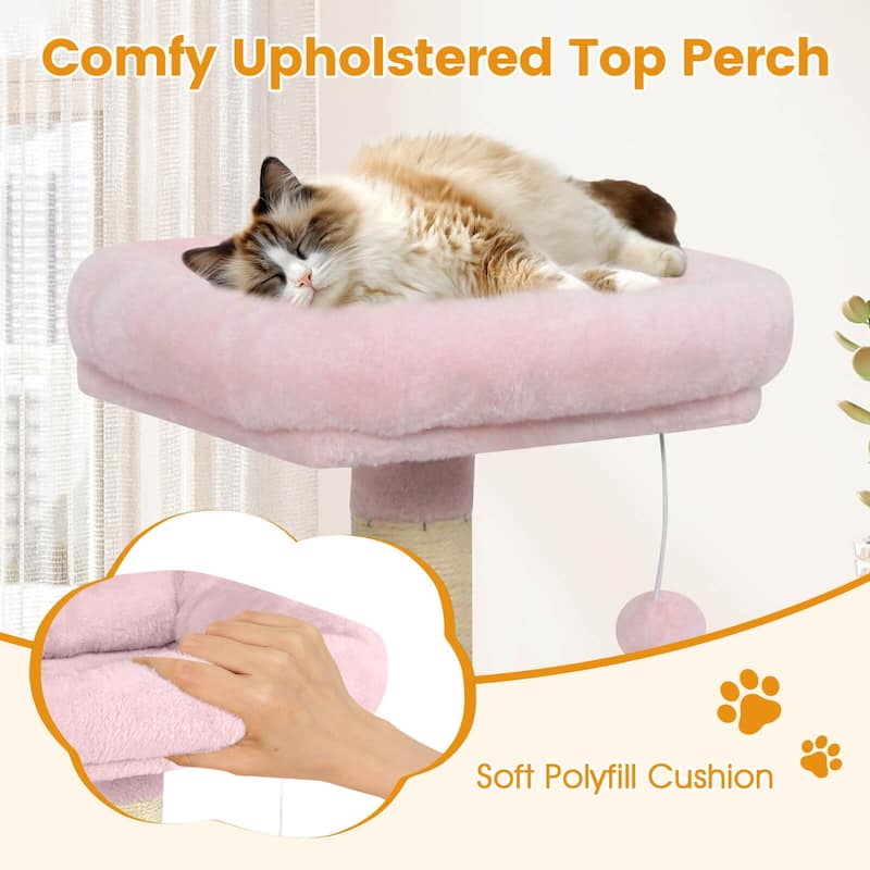 Costway 44” Tall Multi-level Cat Tree with Cushion Top Perch, - See Details