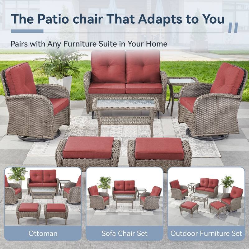 Gymojoy Stylish Patio Loveseat Glider Sofa with Cushions