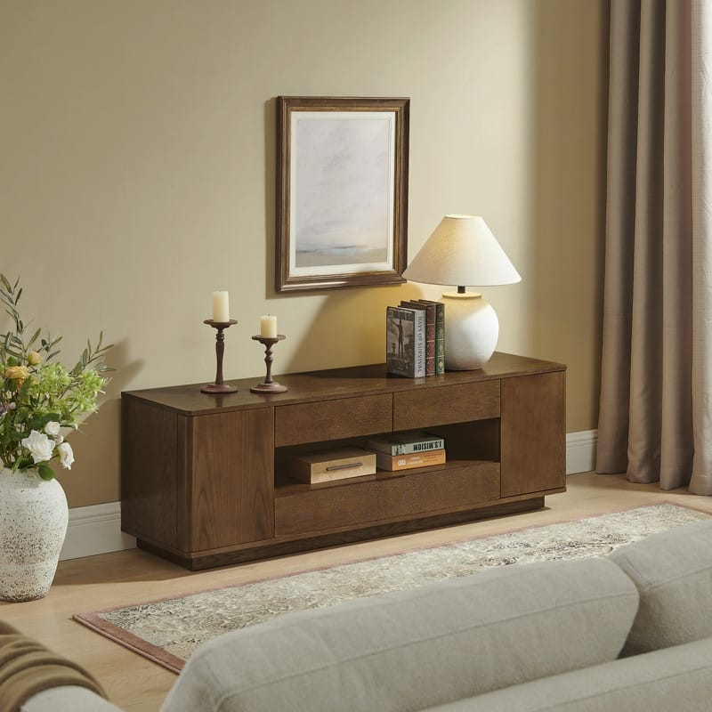Mid Century Modern 59" TV Stand for TVs up to 65", Media Console Entertainment Center with Cabinets & Drawers