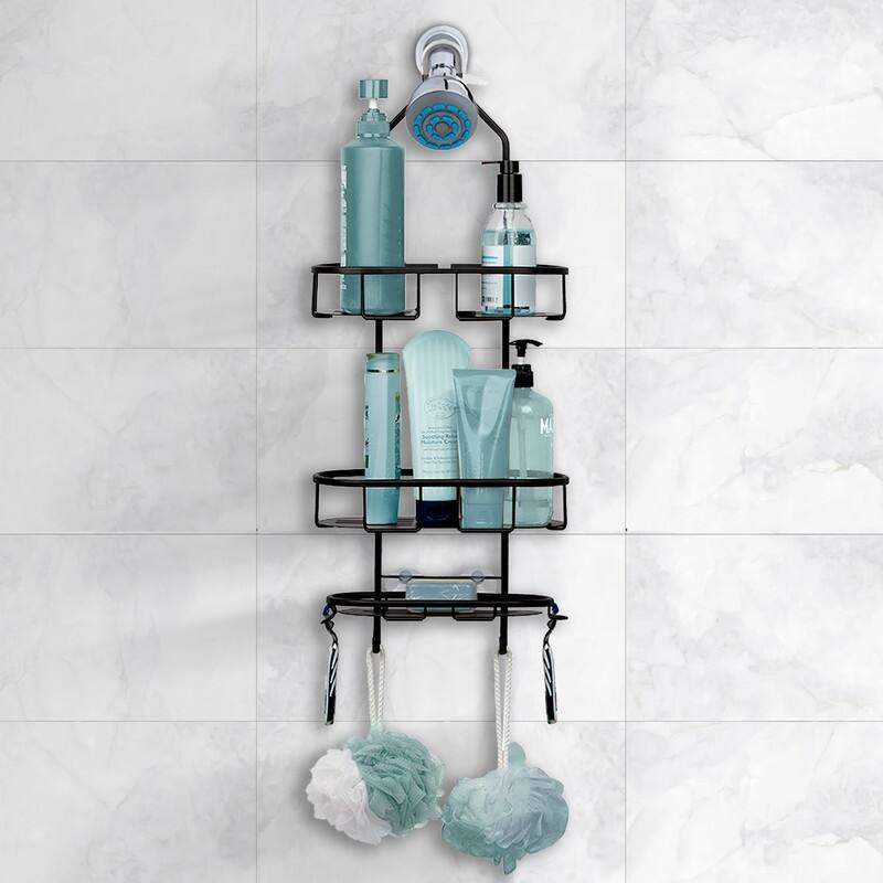 Utopia Alley Rustproof Aluminum Shower Caddy - Hanging Shower Caddy Organizer with 3 Shelves, Chrome & Matte Black Finish