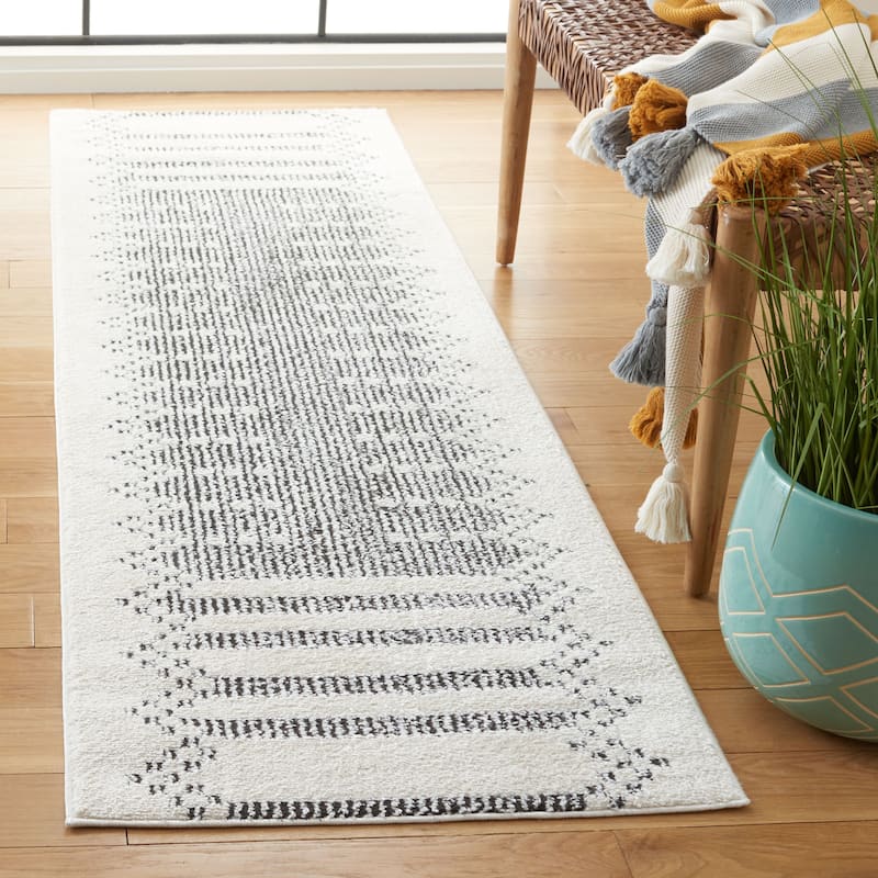 SAFAVIEH Melody Earlene Scandinavian Rug - 2'2" x 8' Runner - Ivory/Black