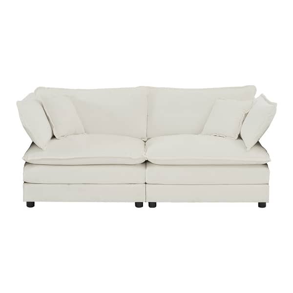 slide 2 of 13, Cloud Chenille Upholstered Modular Sectional Sofa with DIY Combination Design White Armless Seat*2+Toss Pillows+Armrest Pillows