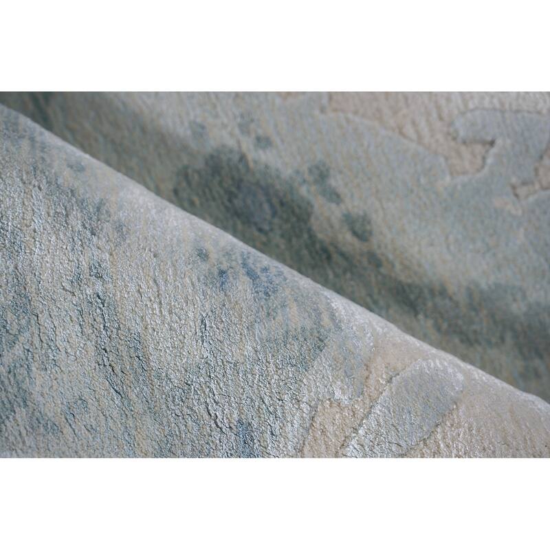 Saccara Blue Wool/Bamboo Silk handloomed Area Rug