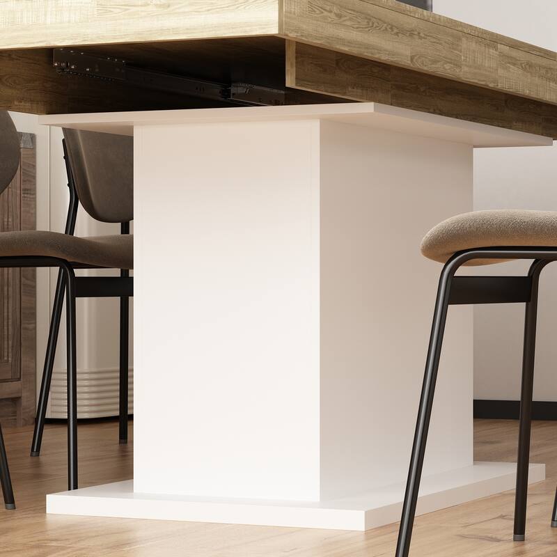 63"-78.7" Extendable Dining Table, Wood Finish Office Meeting Table