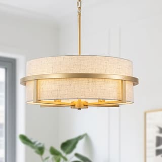 Starsky 4-Light Modern Drum Fabric Kitchen Island Chandelier