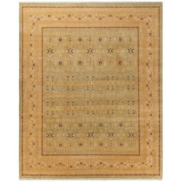 slide 2 of 2, SAFAVIEH Couture Hand-knotted Heirloom Aliyah Traditional Oriental Wool Rug with Fringe 12' x 15' - Light Blue/Ivory - Runner/Rectangle