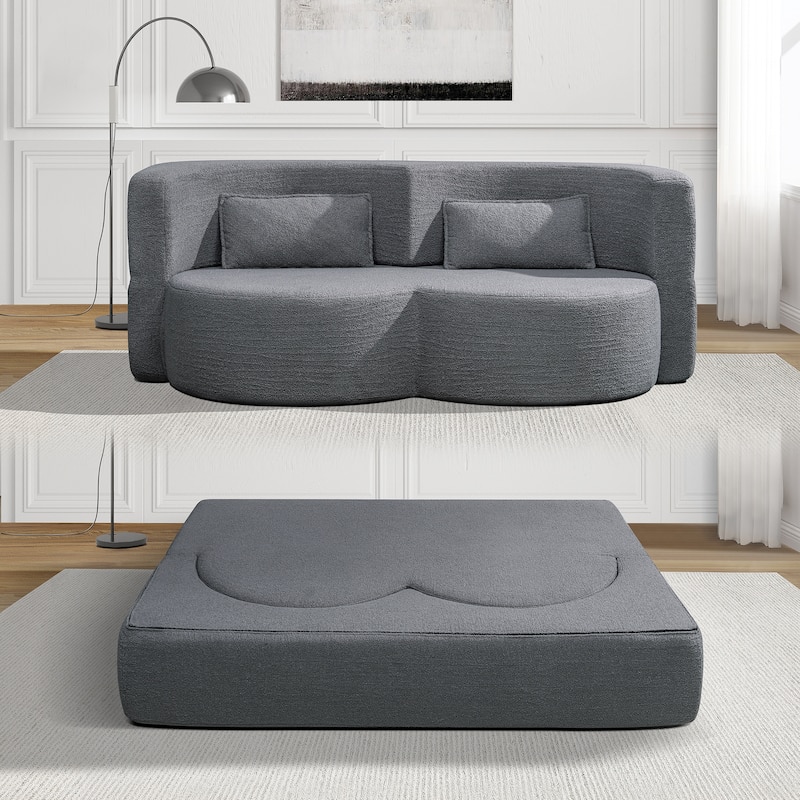 GDFStudio - Corduroy 2-Seater 79" Folding Floor-to-Ceiling Sofa Bed