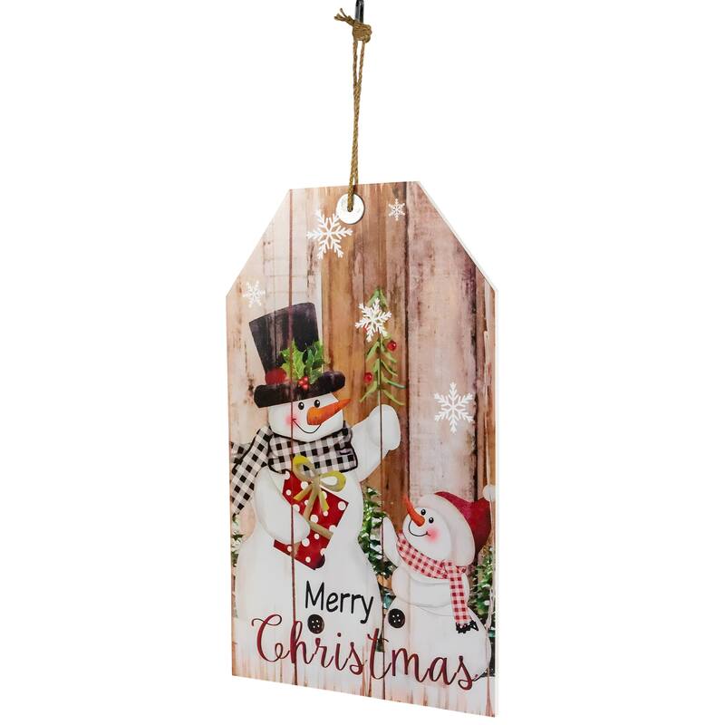 19.5" Snowmen Merry Christmas Tag Wall Sign