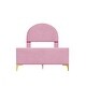 preview thumbnail 4 of 52, Bedroom Velvet Fabric Bed Frame with Classic Semi-circle Shaped Headboard and Metal Legs, Upholstered Platform Bed for Kids