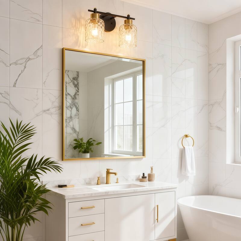 Starsky 2/3/4 Light Modern Dimmable Hammered Glass Bathroom Vanity Light