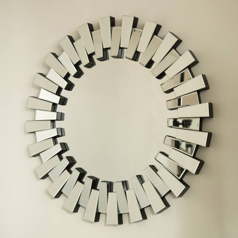 Kaltis Modern Irregular Circle PU Decorative Mirror - Wall-Mounted, Bathroom, Bedroom - Silver